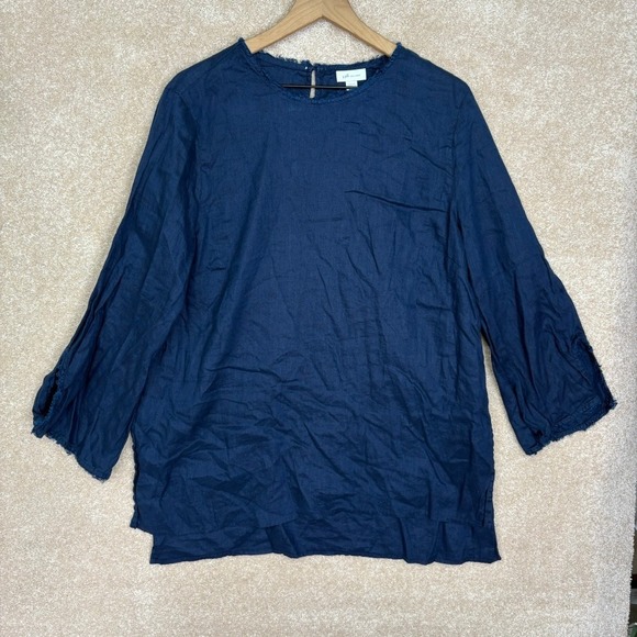 J. Jill Tops - J.Jill Love Linen‎ Tunic Top Size XL Blue Lagenlook Coastal Quiet Luxury